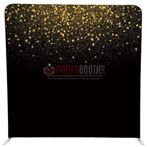 Black and Gold Glitter photobooth backdrop for hire in the KZN Midlands