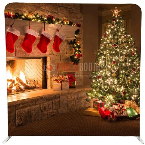 Christmas Fireplace photobooth backdrop for hire in the KZN Midlands