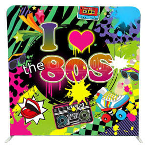 I Love the 80s photobooth backdrop for eighties themed parties