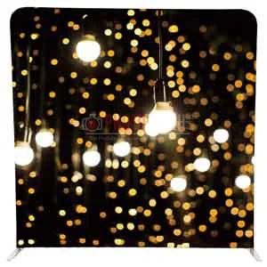 The Gold Lightbulb photobooth backdrop for hire in the KZN Midlands