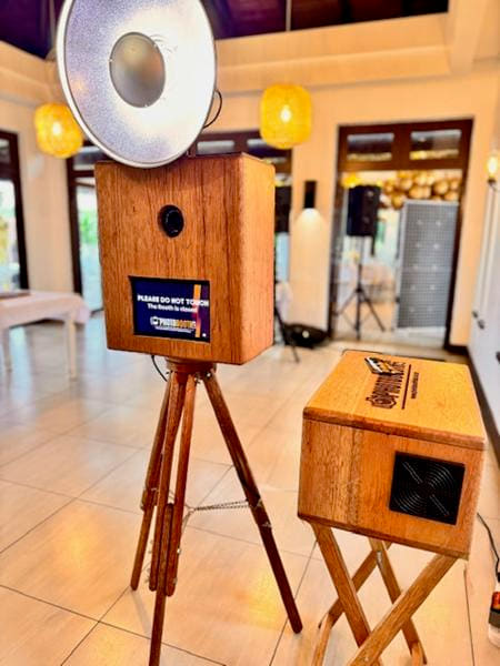 Guests in the retro photobooth at a KZN wedding