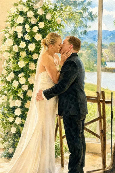 A freshly printed photo from the instant printing kiosk at a KZN Midlands wedding