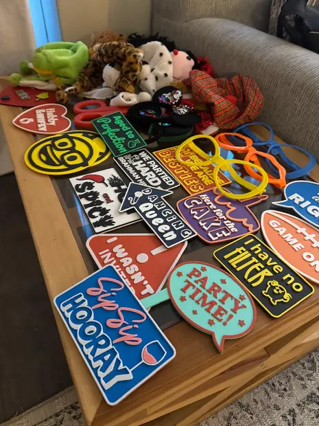 The props table laid out beside the photobooth at a Brahman Hills wedding