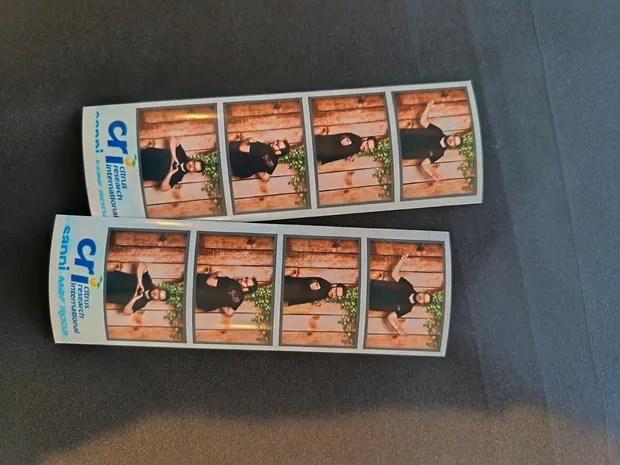 Two branded photostrips from a corporate event at Champagne Sports Resort