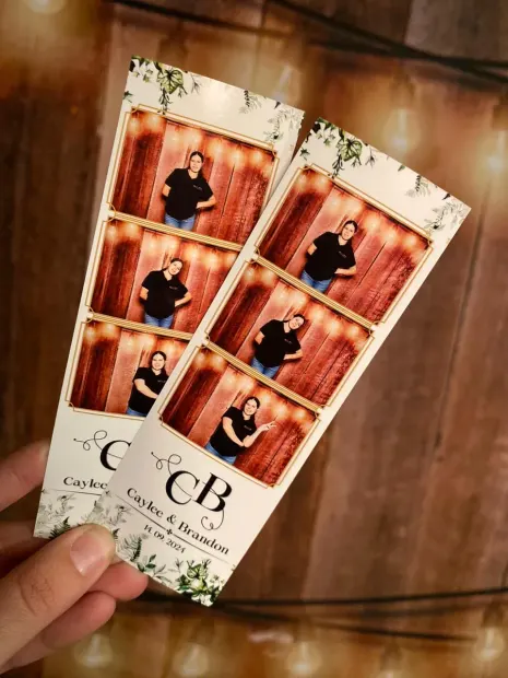 A pair of printed photostrips from a wedding at Fordoun