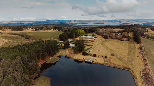 An aerial view of Haycroft Farm and its dam at Curry&rsquo;s Post in the KZN Midlands